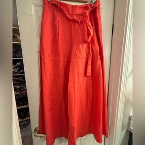 BR linen tomato red, almost orange wide pant